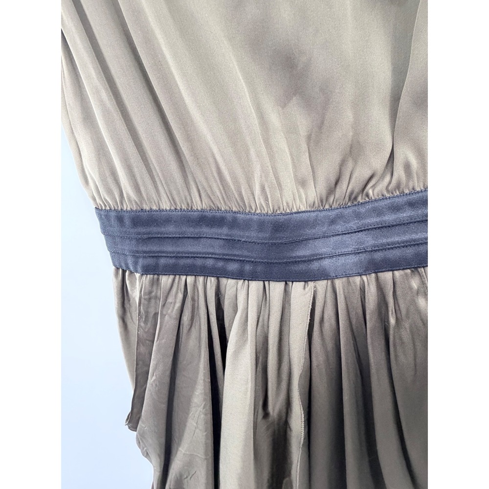 Alice + Olivia Tank Dress Womens XS Olive Green Silk Draped Mini Elastic waist - Picture 3 of 11